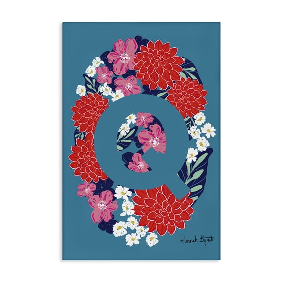 Stupell Industries Floral Bloom Letter Q Botanical & Floral Painting Gallery Wrapped Canvas Art Print Wall Art, 16 x 24
