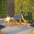 thumbnail image 4 of Balkene home Sava Folding Chair Low Slung Seating Solid Acacia Wood Woven Backseat, Navy Blue Webbing, 4 of 12