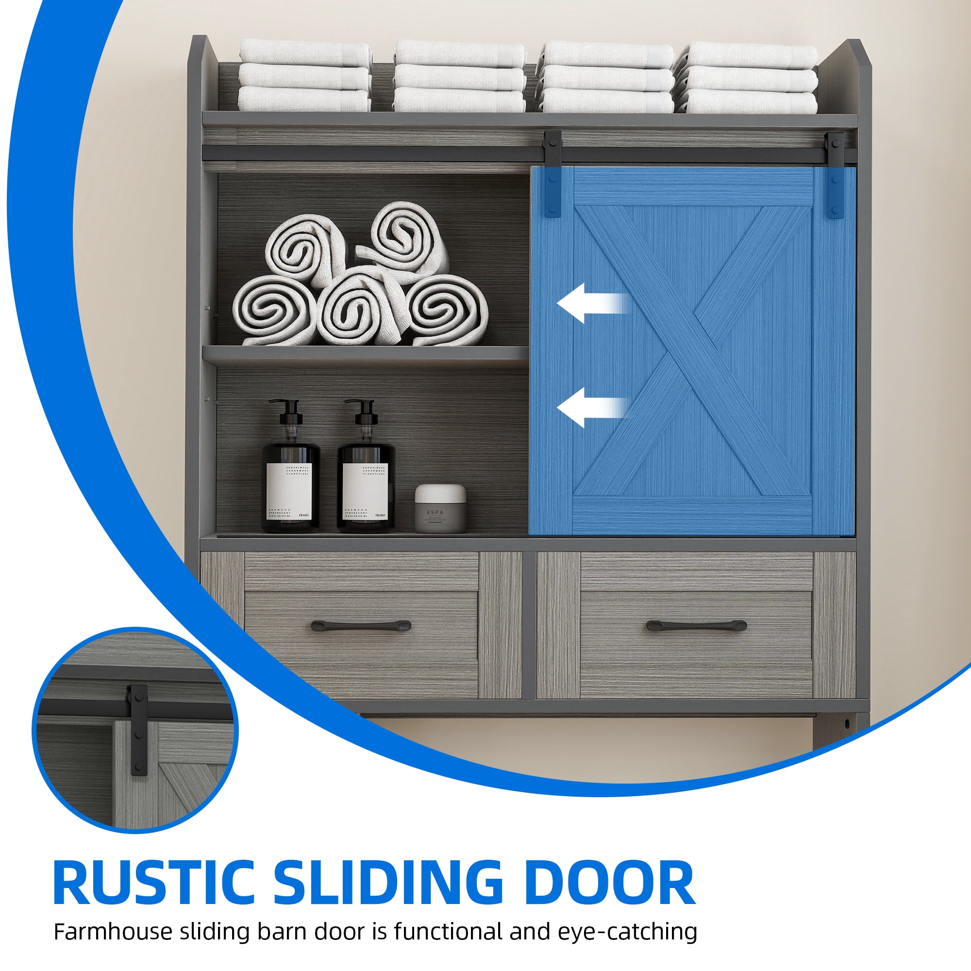 Uforic Over The Toilet Storage Cabinet,Bathroom Shelf Organizer with Storage Drawers,Toilet Paper Holder,and Adjustable Shelf