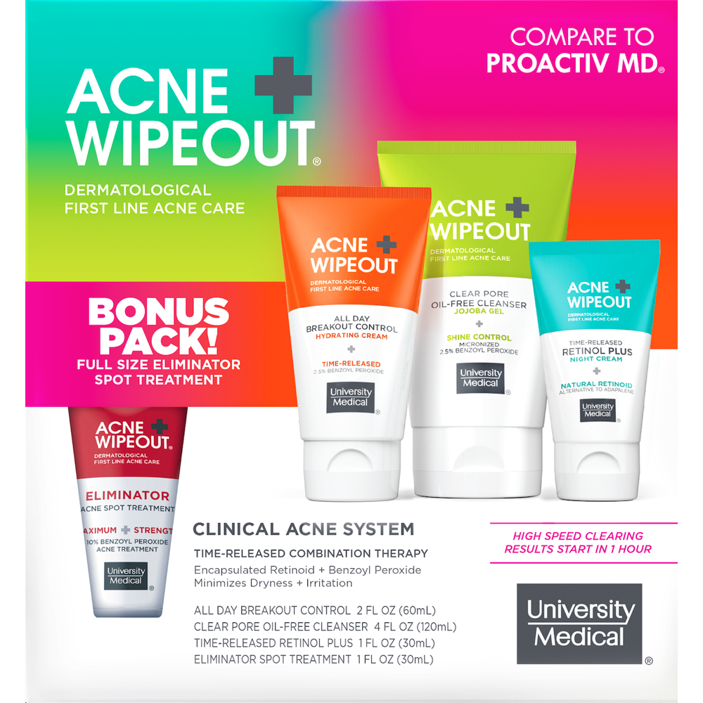 University Medical Acne Wipeout Kit 3 Step