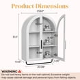 thumbnail image 6 of Ktaxon Arched Bathroom Medicine Cabinet, Wall Mounted Storage Cabinet with Double Glass Doors, Towel Bar & Adjustable Shelf, for Bathroom, Entryway and Kitchen, Washed White, 6 of 17