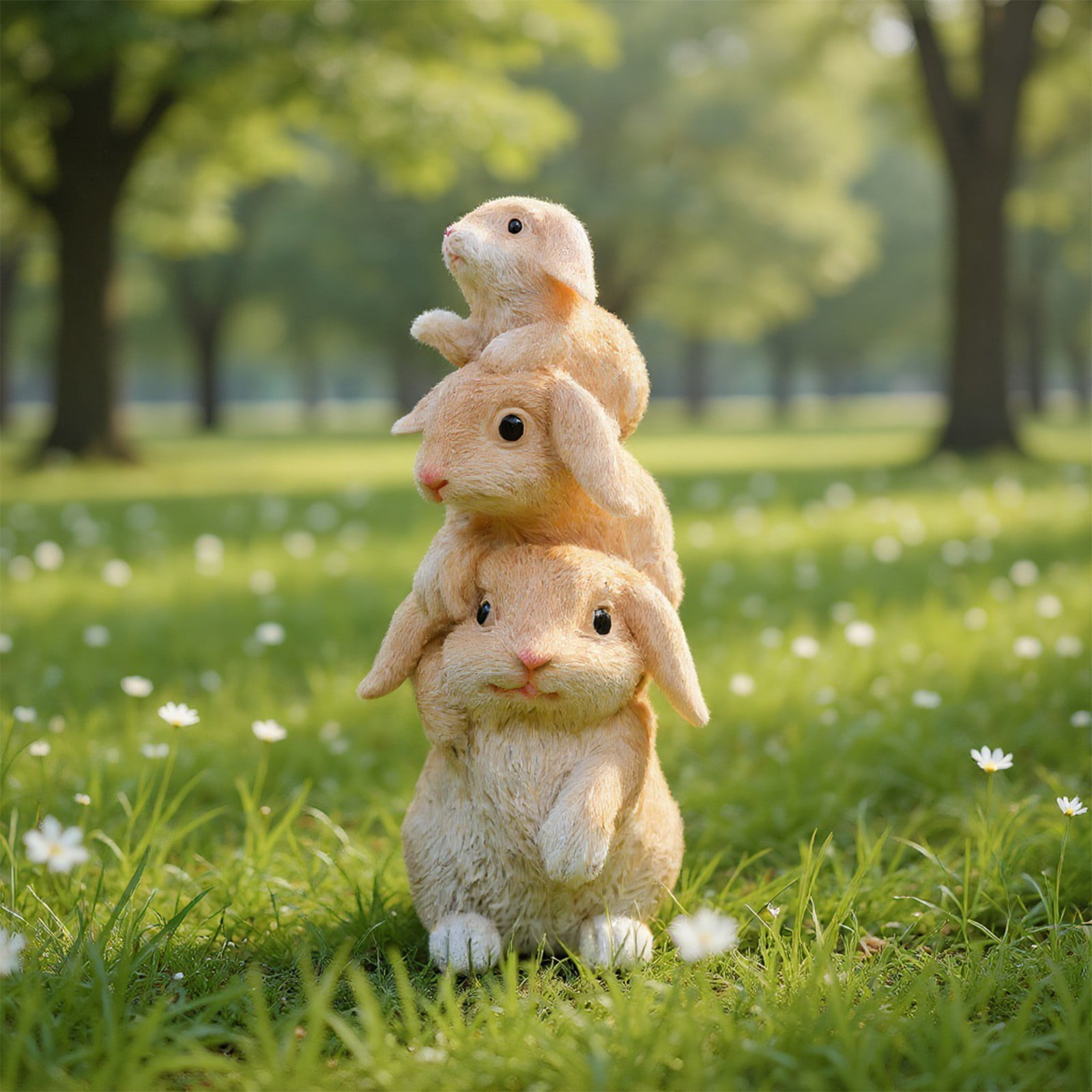 Lunxisen 2 Pcs Easter Bunny Statue Outdoor Garden Decorations Spring Holiday Yard Art Sculpture Decorative Ornament