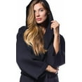 thumbnail image 5 of Waffle Hooded Long Robe Square Pattern Black, 5 of 6