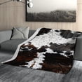 thumbnail image 2 of Cow Print Blanket Soft Flannel Lightweight Cowhide Western Throw Blanket Cozy Warm White Brown Cow Blankets All Seasons Living Room Decor for Couch Chair Bed Sofa Office 40x50 inch, 2 of 6