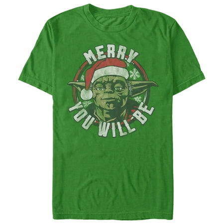 Star Wars Men's Christmas Yoda Merry You Will Be (Yoda Best Dad Shirt)