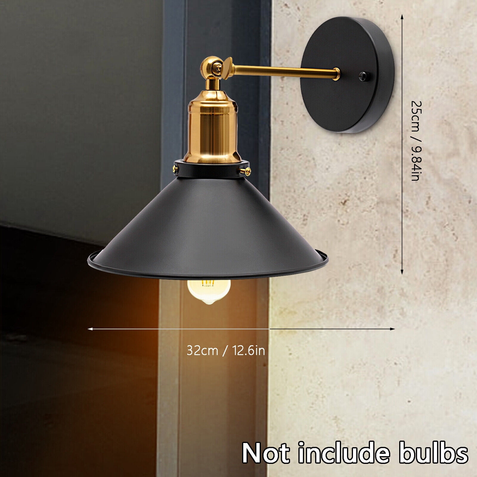 Vintage Industrial Cone Wall Sconce - Plug-In Fixture for Stylish Lighting