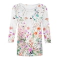 thumbnail image 4 of Dianli Summer Savings! Womens Blouses and Tops Dressy Women's 3/4 Sleeve Shirts Sunflower Print Round Neck Loose Tops Comfy Soft Blouses Summer Casual Pullover, 4 of 5