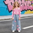 thumbnail image 2 of UAYOTSE Girls Fall Knit Sweater + Jeans 2Pcs Set Fashionable School Daily Wear Outfit Size 6-7 Years, 2 of 9