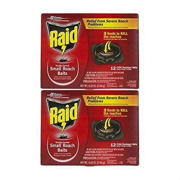 raid double control small roach baits plus egg stopper, 12 ct (pack - 2)