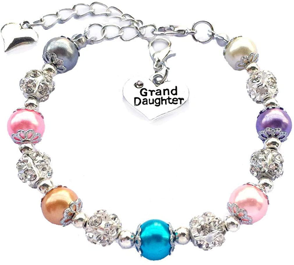 Grandson Heart Grandmother Gift Clear Rhinestone Dangle Charm for Euro Bracelets 