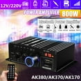 Ak380 800W 12V Power Amplifier Bluetooth 5.0 Stereo Home Car BASS Audio