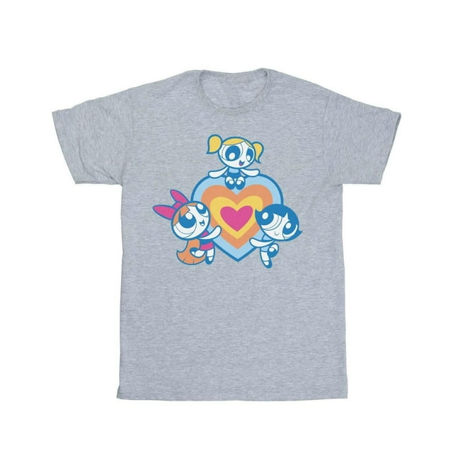 The Powerpuff Girls T-Shirt en Coton pour Filles avec Groupe de Cœur