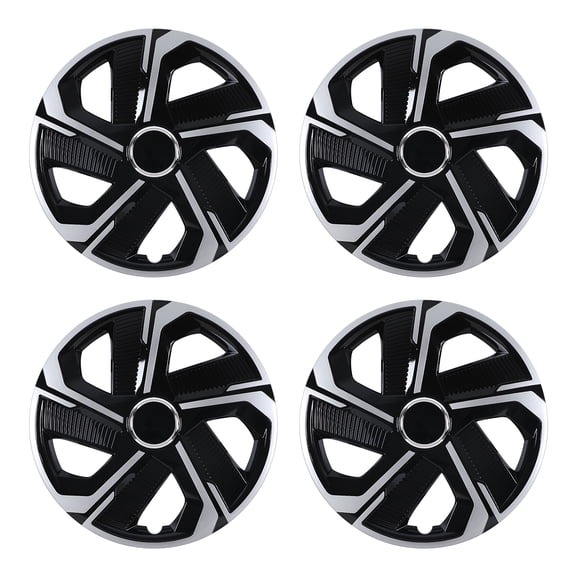 14" Hubcaps Universal Wheel Rim Covers Snap On installation, [Only Fit Iron Hub & Steel Wheel] Heavy Duty PP Material (14 Inch Set of 4, Black Lacquer & Silver Lacquer)