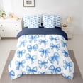 thumbnail image 2 of Castle Fairy Girly Ribbon Bow Bedding Comforter Set,Dreamy Blue Bow Tie Queen Bedding Sets, 2 of 8