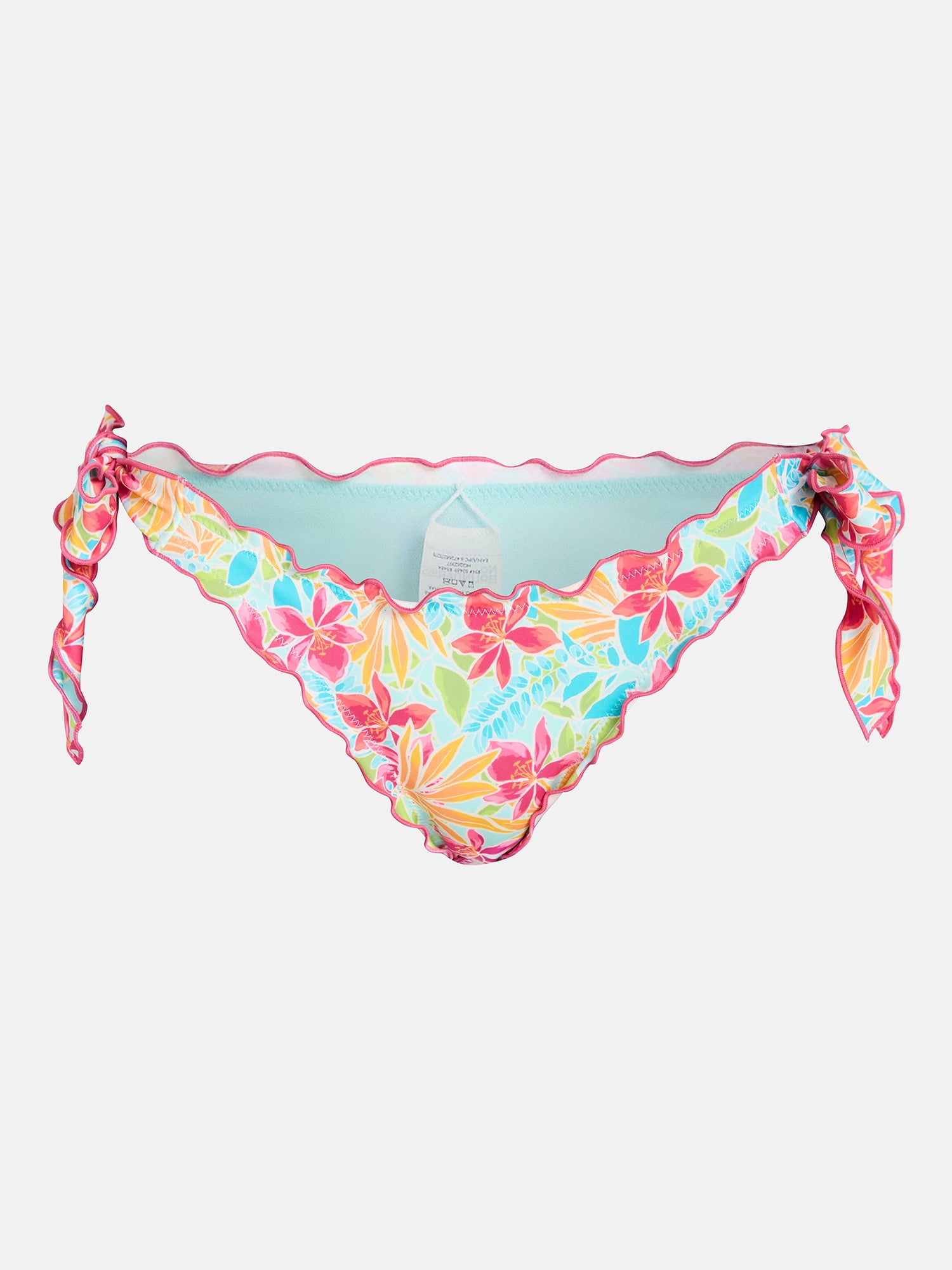 No Boundaries Lettuce Edge Side Tie Bikini Bottoms, Women's XXS-XXL