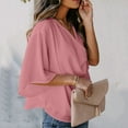 thumbnail image 6 of Mittory Womens Chiffon Blouses Dressy Casual Business Work Cute Loose Petal Short Sleeve T-Shirts, 6 of 6