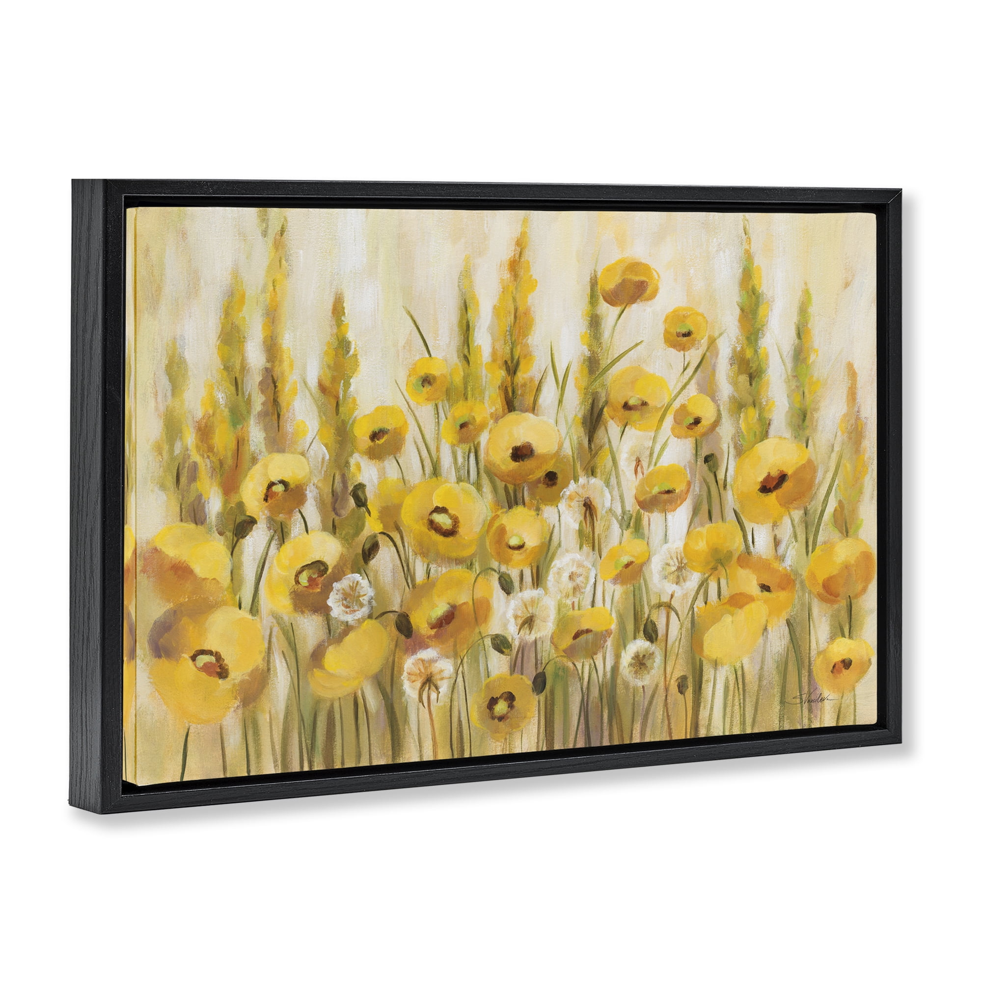 Stupell Industries Yellow Field of Poppies Black Framed Floater Canvas Wall Art, design by Silvia Vassileva