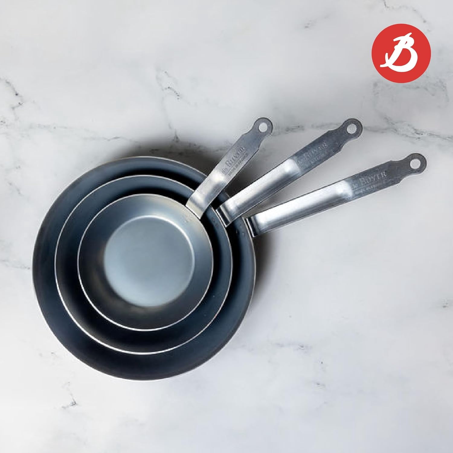 Blue Carbon Steel Fry Pan 8 Inch - Professional Non-Stick Cookware for High Heat Cooking