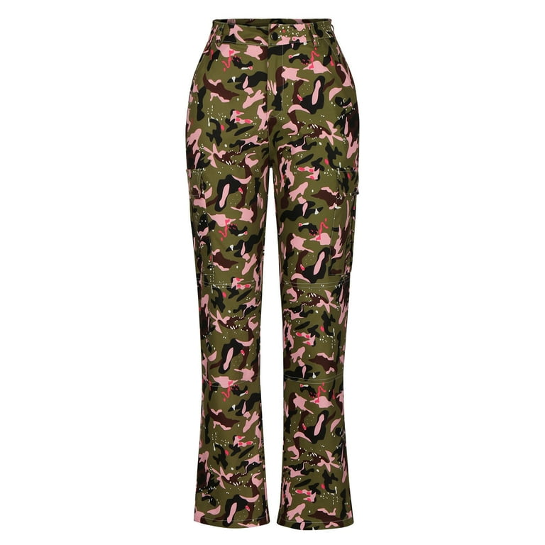【KOOLOSET】Flower Camo Cargo Pants DDAPJ pyju Women's Casual Camo Cargo Pants High Waist