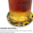 thumbnail image 4 of GZHJMY 2Pcs Round Retro Sunflower Pattern Ceramic Coasters with Cork-Backed for Coffee Drink, Cup Mat Absorbent Stone Coasters, 4 of 6