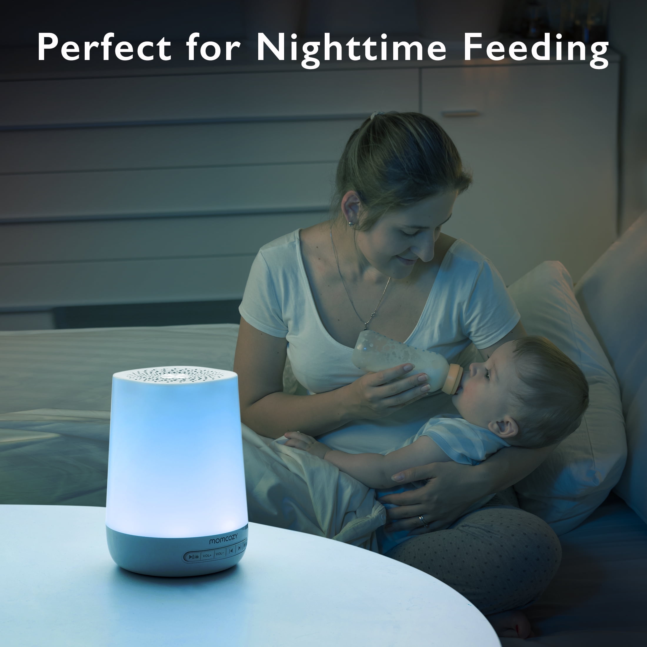 Momcozy White Noise Machine for Baby Sleeping with Night Light, Toddler Sleep Trainer with 34 Soothing Sounds, Timer, App Remote Control, Personal Sleep Routine