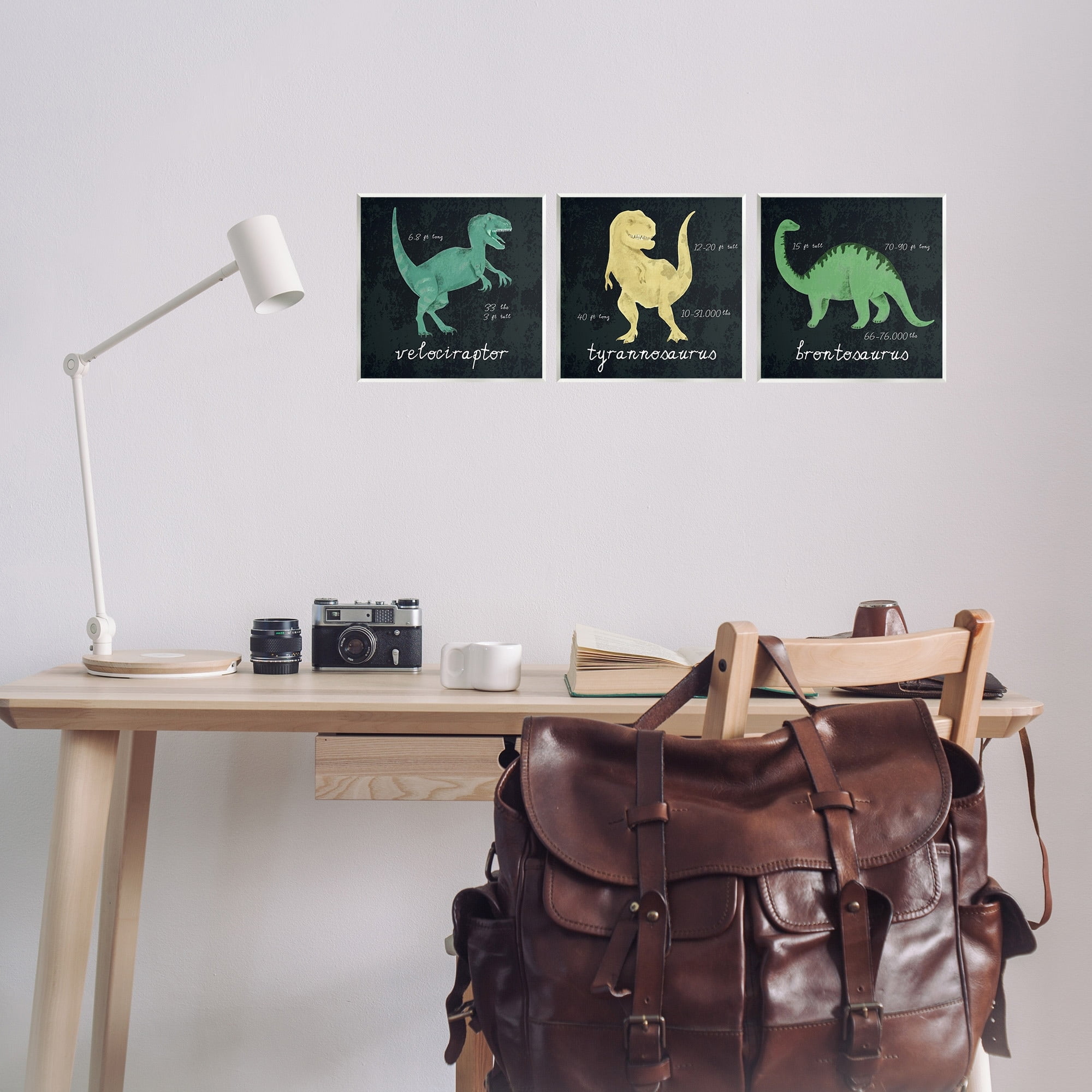 Stupell Industries Kid's Dinosaur Size Facts Chalk Inspired Design Wall Plaque by Daphne Polselli