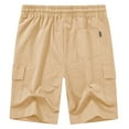 thumbnail image 2 of Satankud Men's Casual Cargo Shorts Classic Relaxed Drawstring Stretch Elastic Waist Beach Shorts with 5 Pockets Khaki-38, 2 of 6