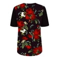 thumbnail image 5 of Tops con estampado de flores de manga corta con cuello redondo para mujer Pompotops  hkajfhjk463036, 5 of 5