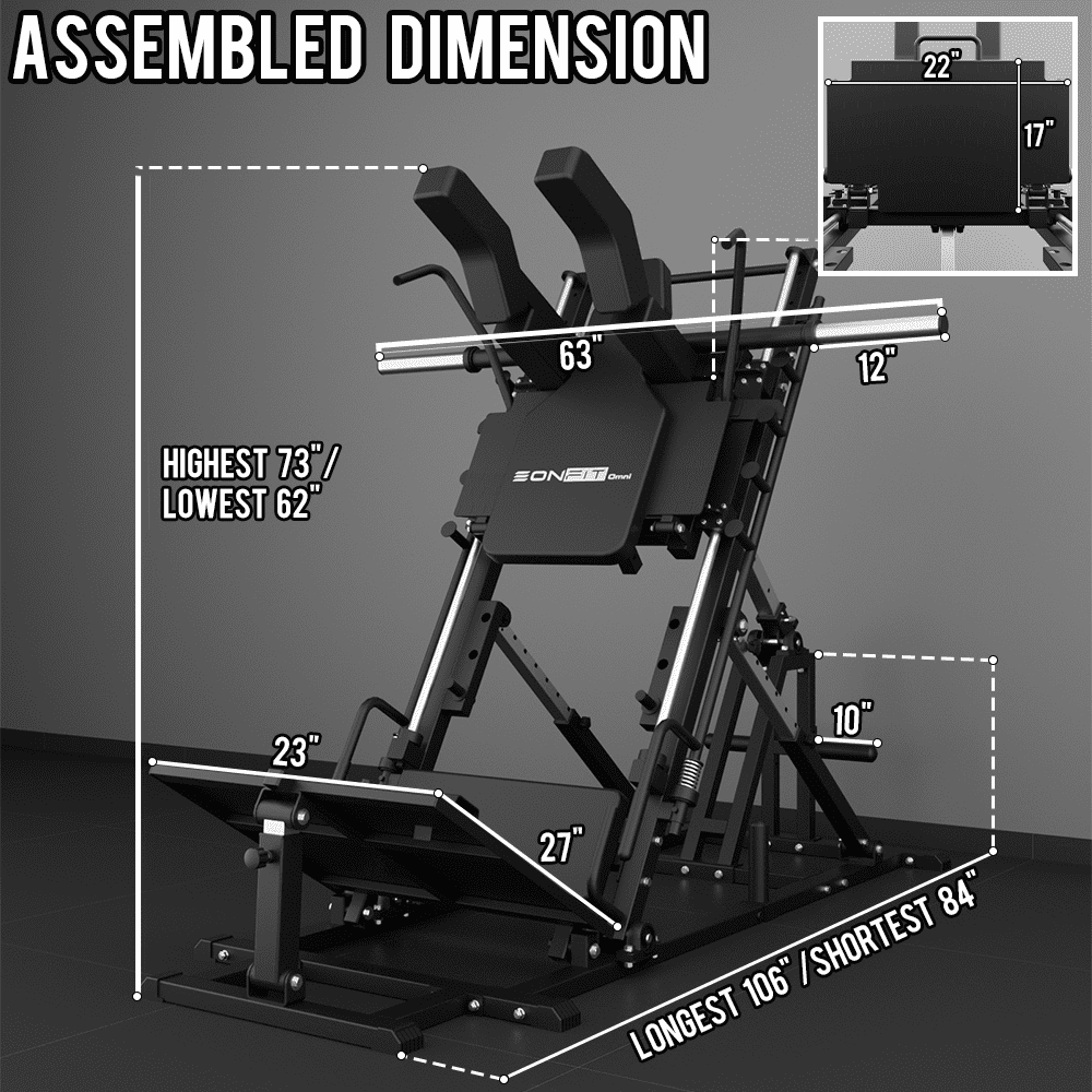 Eonfit EL2 Leg Press Machine for Home Gym, Hack Squat Machines with Linear Bearing 45° (30°~60° Adjustable) Lower Body Strength Training Equipment 1200lbs with Weight Storage