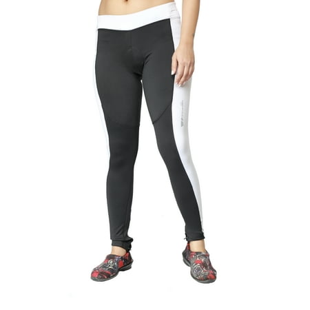 maks women's 3d gel padded elite design winter thermal cycling tights long pants (black-white,