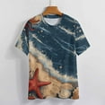 thumbnail image 3 of Beach Seashell Starfish Women's Short Sleeve T-Shirt Crew Neck Casual Summer Trendy Loose Fit Tops, 3 of 6