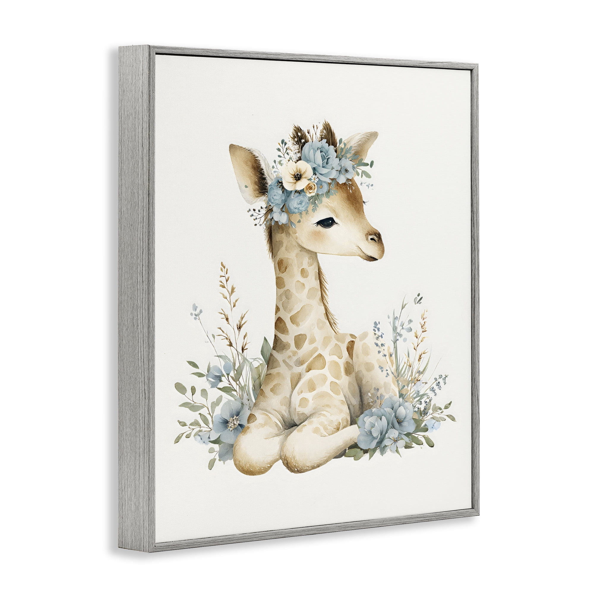 Stupell Industries Watercolor Nursery Giraffe Gray Framed Giclee Art, design by LSR Design Studio