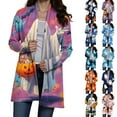 thumbnail image 4 of Hessimy Women's Lightweight Halloween Cardigans Casual Loose Long Sleeve Vintage Fall Cardigan Jackets(Light Blue,XXXL), 4 of 9