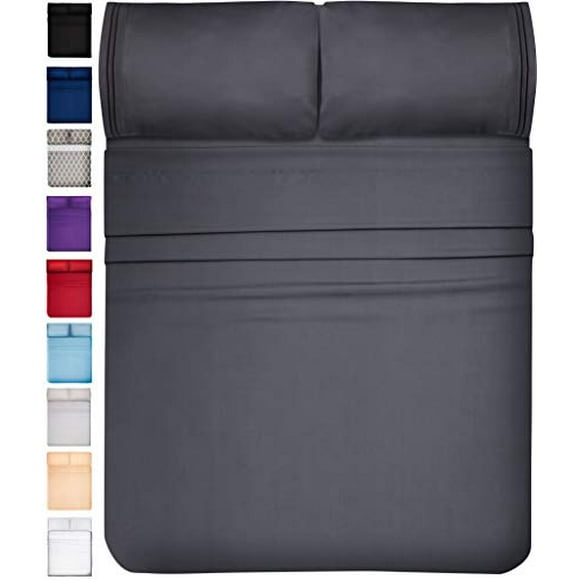 Twin XL Sheets 4pcs XL Twin Sheet Set Twin XL Fitted Sheet Extra Long Twin Sheets XL Twin Fitted Sheet Twin Extra Long Sheet Set Twin XL Bedding Twin XL Fitted Sheets XL Twin Sheets Dark Gray