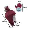 thumbnail image 2 of Gorro de lana polar para niños de otoño e invierno, manopla para traje de mano y guantes de terciopelo, 2 of 5