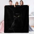 Classic Black Flannel Blanket, Single Blanket, Black Cat with Black