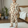 thumbnail image 5 of Yuyamidu 2 Pieces Cute Capybara Kids Button Pajamas Set Long Sleeve Loungewear Top and Pants Matching Sleep Sets for Boys Girls 13-14 Years, 5 of 7