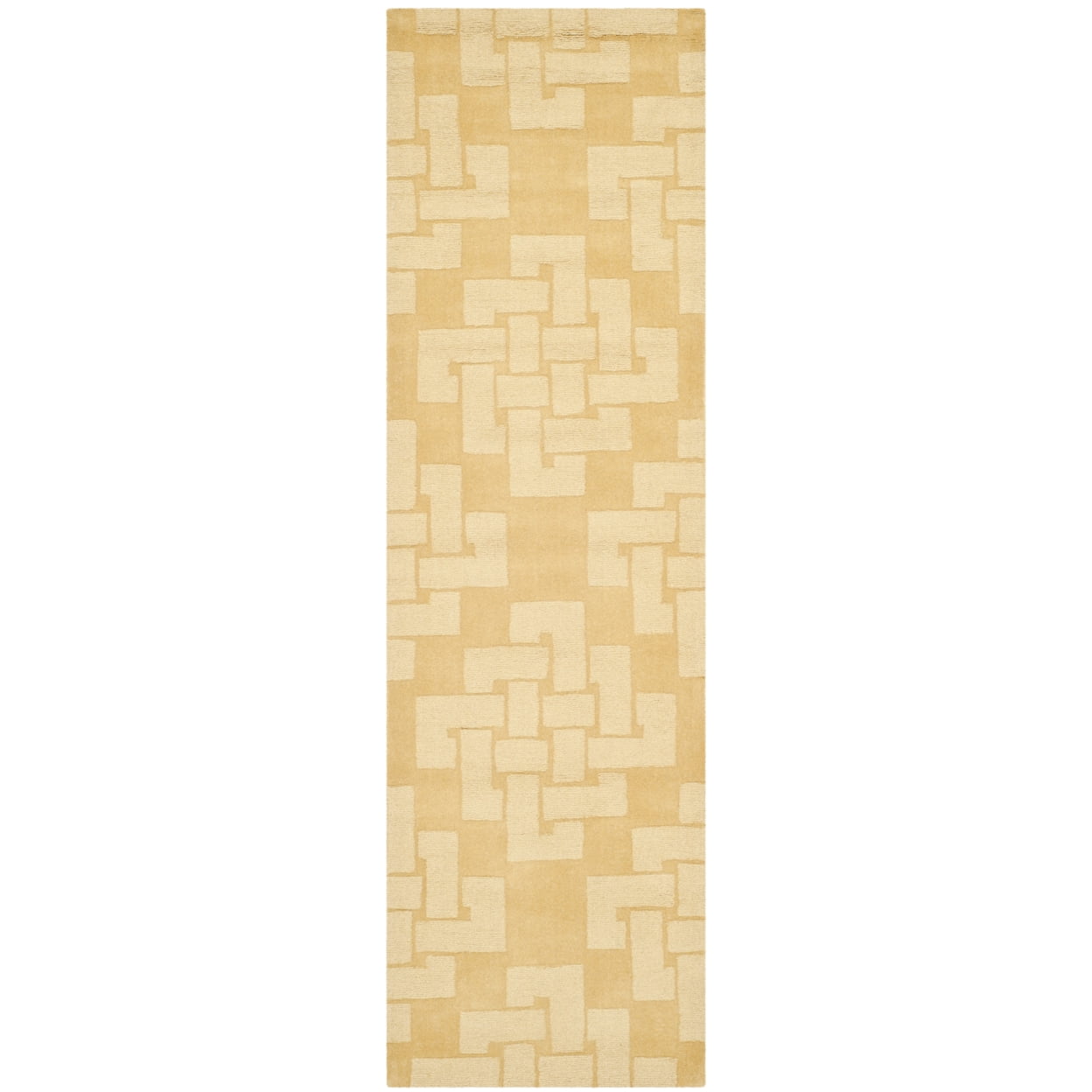 SAFAVIEH Martha Stewart Knot Geometric Wool Runner Rug, Rattan, 2'3" x 8'