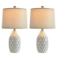 thumbnail image 3 of Oneach Modern White Ceramic Table Lamps Set of 2 Industrial Metal 21.5" Bedside Nightstand Lamp for Living Room Bedroom, 3 of 12