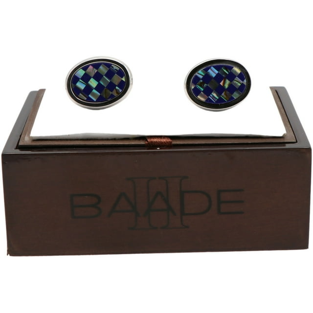 Baade II Men's Sterling Silver Oval Cuff Link CHECKABA-SILVER