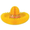 Beistle Club Pack of 12 Yellow and Orange Sombrero Honeycomb Fiesta Centerpieces 12"
