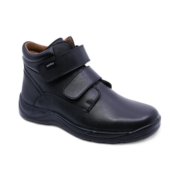 Zapato escolar Audaz para niño de piel negro con doble tira de contacto