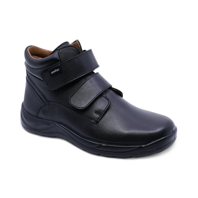 Zapato escolar Audaz para niño de piel negro con doble tira de contacto