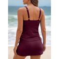 thumbnail image 6 of DOKOTOO Womens Swimsuits Ruched Tie Side Tankini Swimsuits for Women Ribbed Tummy Control Tankini Bathing Suit with Skirt Swimwear Burgundy 2XL US18-20, 6 of 10
