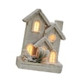 thumbnail image 1 of Casa de nieve navideña, cabaña de madera luminosa con luz cálida, adorno navideño, figura de casa de madera, escena, 1 of 9