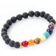 thumbnail image 3 of Handmade Black Lava Seven Chakra Healing Balance Beaded Bracelet, 3 of 6