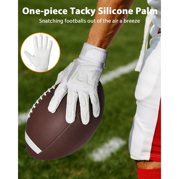 XINDUO-Lineman Football Gloves for Adults, White and Black Padded Football Gloves for Men, Offensive Defensive Lineman Glove