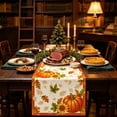 thumbnail image 4 of Fall Pumpkin Maple Leaf Table Runner, Linen Look Seasonal Table Decor, for Thanksgiving Harvest Dining Table Decor, 4 of 6