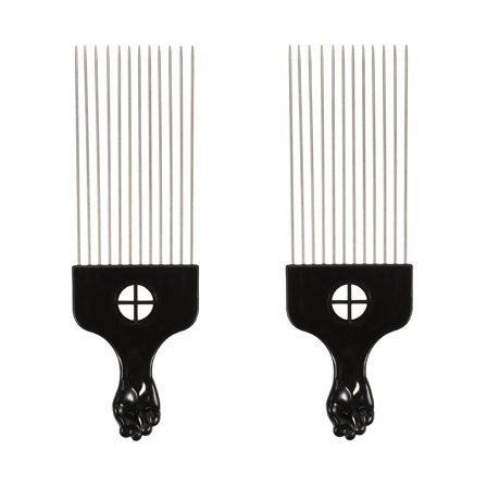 Unique Bargains 2pcs Metal Hair Pick Metal African Hair Picks Afro Hair Pick Comb for Women and Men 8.70"x2.80"