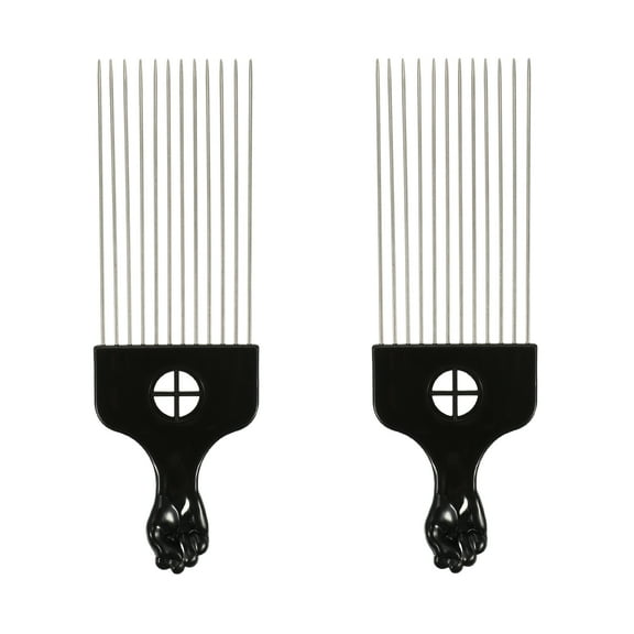 Unique Bargains 2pcs Metal Hair Pick Metal African Hair Picks Afro Hair Pick Comb for Women and Men 8.70"x2.80"